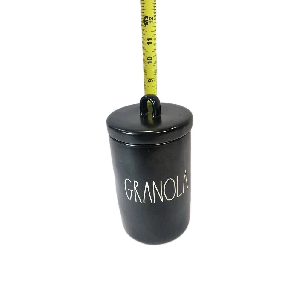 RAE DUNN Artisan Collection By Magenta Black Ceramic GRANOLA Canister 8.5 In